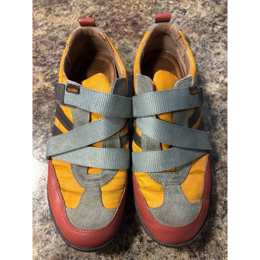 Palladium Mens Low Top Sneakers Orange Grey Suede Triple Strap Size 8 EUR 41